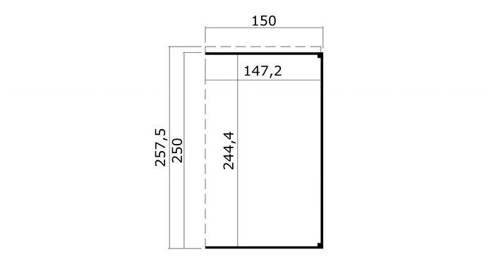 Weka Anbaudach 1 für Batu 2, 150 x 250 cm, Hellgrau