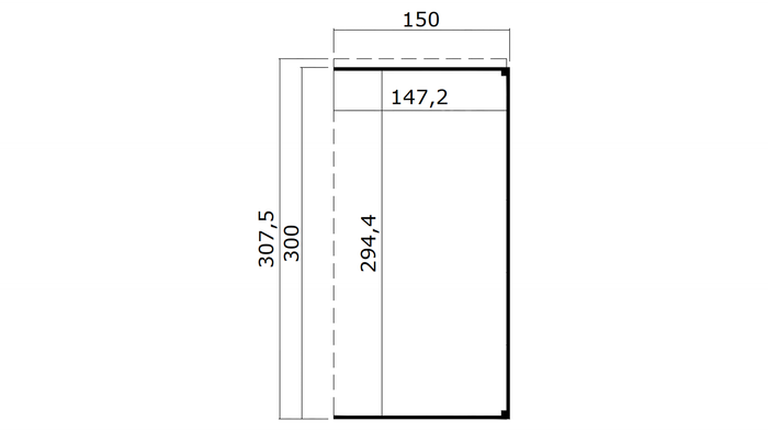 Weka Anbaudach 1 für Batu 3, 150 x 300 cm, Hellgrau