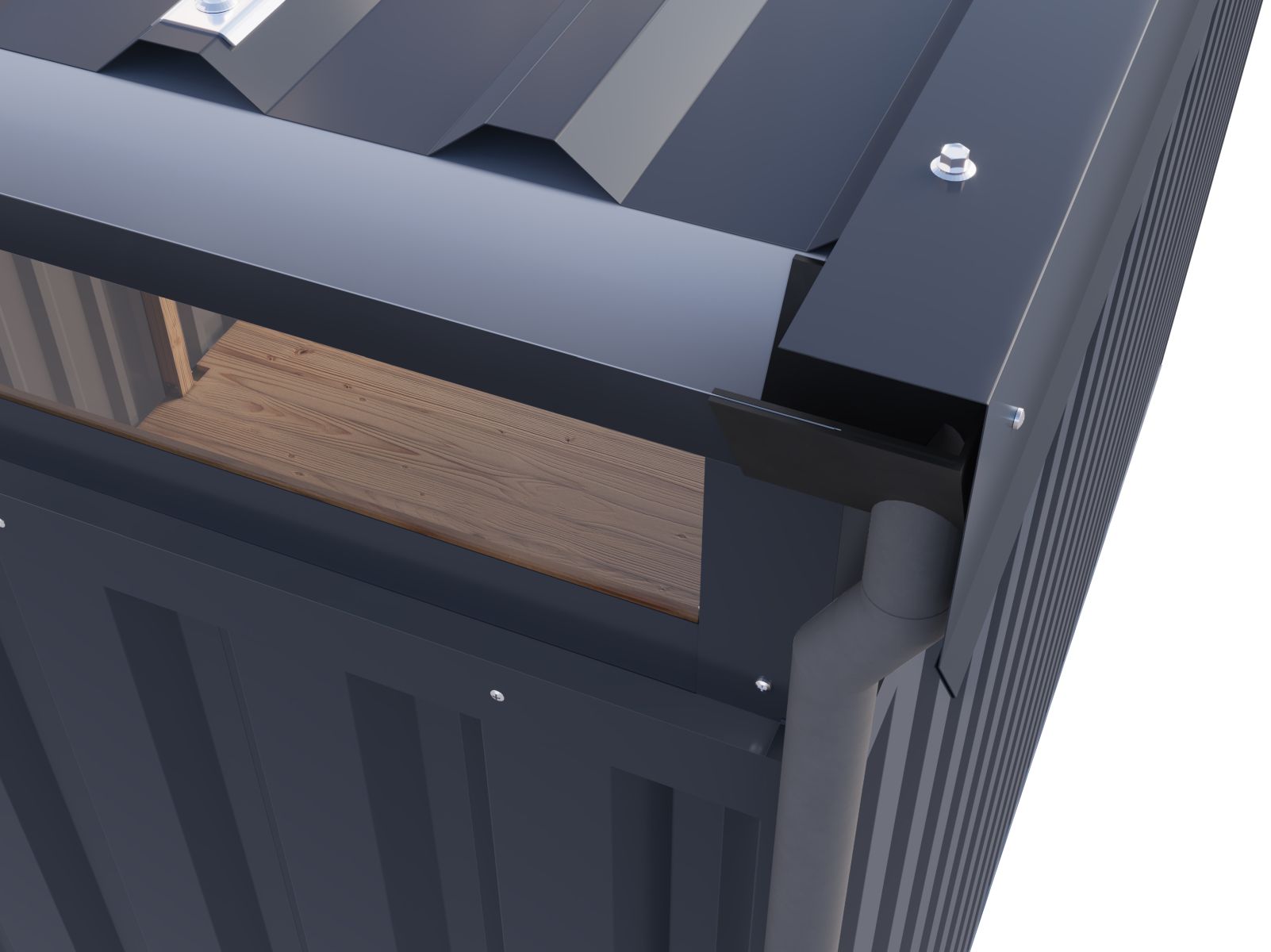 Karibu Metallhaus Aurum 3,5 in Anthrazit, inkl. Anbaudach 2 m