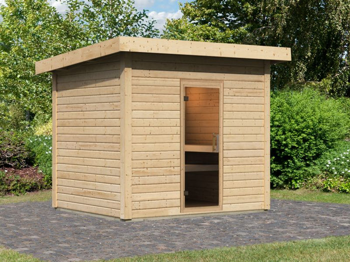 Karibu Saunahaus Caapi 4, ohne Ofen, inkl. Klarglastür und Fußboden