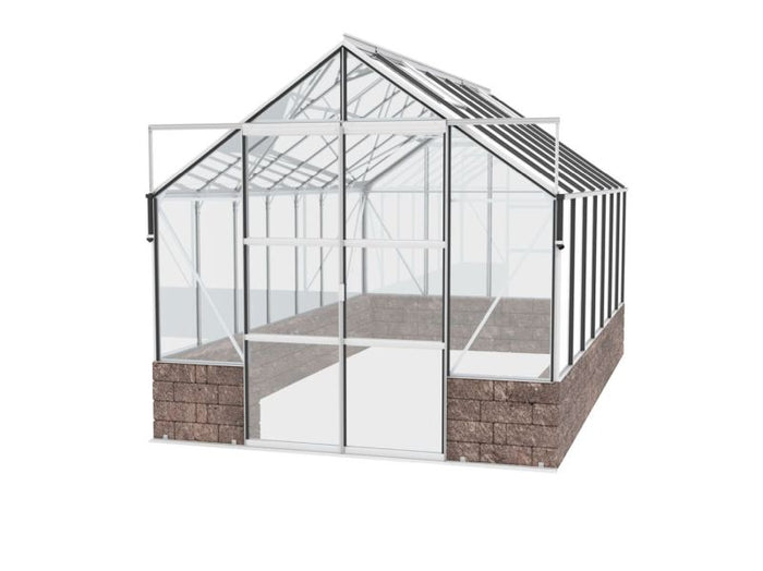 Vitavia Gewächshaus Cassandra 11500 ESG 3 mm Alu eloxiert, inkl. Sockelmauer Herbstlaub