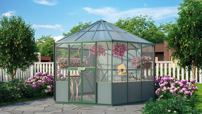 Vitavia Vogelvoliere Circus 9000 in smaragdgrün, inkl. Fundament