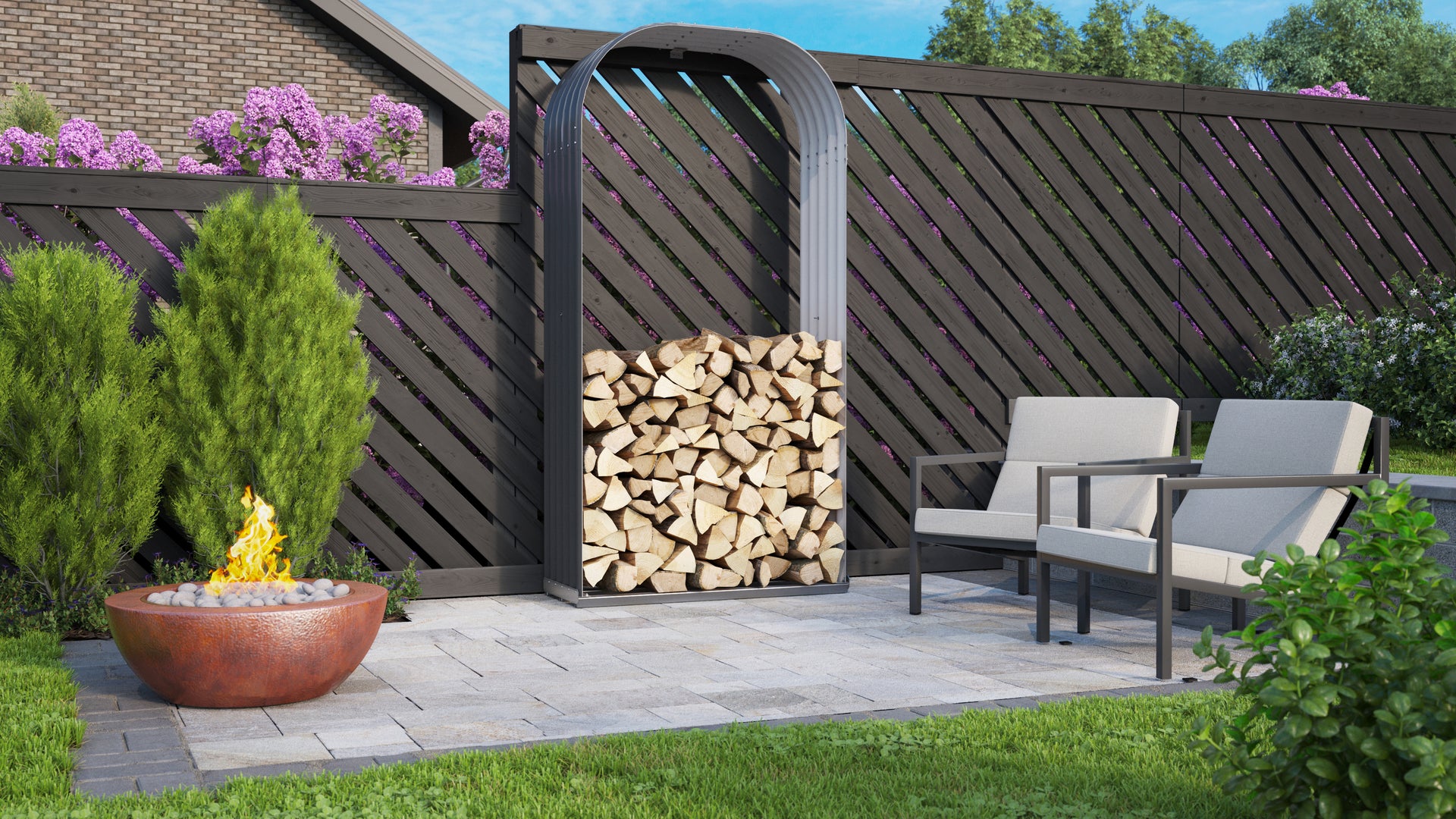 Vitavia Kaminholzregal Ardor 401, hoch, granit