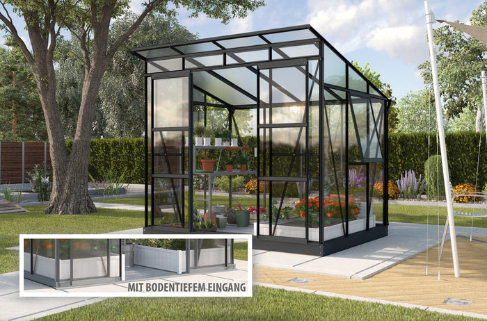 Vitavia Gewächshaus Playa 5900 Schwarz, ESG 3mm/HKP 6mm, inkl. Stahlfundament