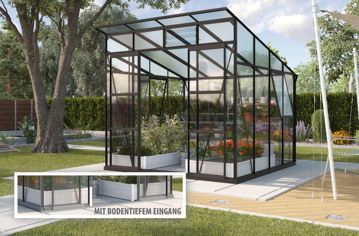 Vitavia Gewächshaus Playa 7600 Schwarz, ESG 3mm/HKP 6mm, inkl. Stahlfundament
