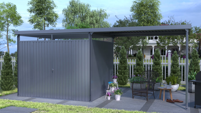 Pergart Gerätehaus Rheinfelden 108 anthrazit matt mit Schleppdach