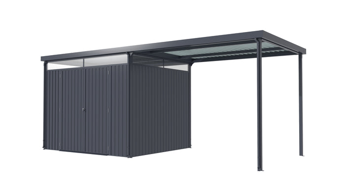 Pergart Gerätehaus Rheinfelden 108 anthrazit matt mit Schleppdach