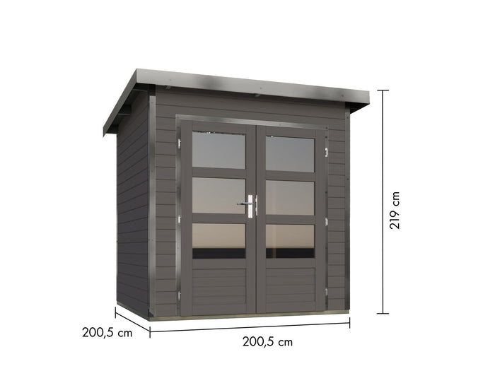 Karibu Hybrid Gartenhaus Pluto 1 B, terragrau/graualuminium, 28 mm