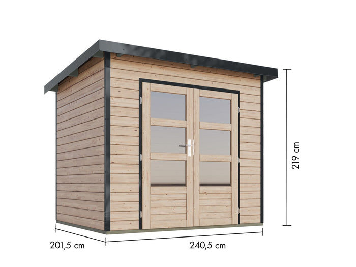 Karibu Hybrid Gartenhaus Pluto 2 A, naturbelassen/anthrazit, 28 mm