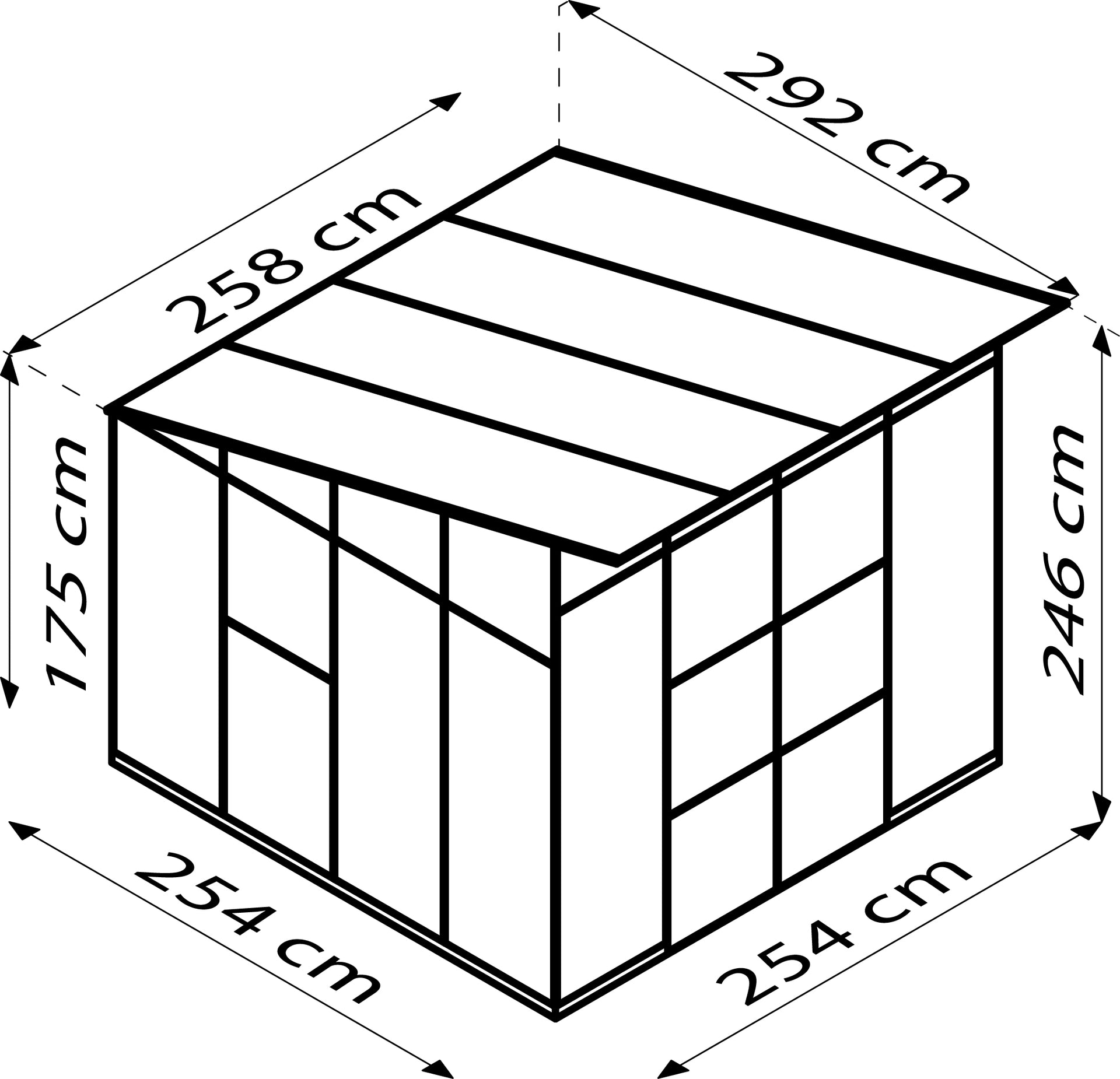 Vitavia Gewächshaus Playa 7600 Schwarz, HKP 6mm, inkl. Stahlfundament