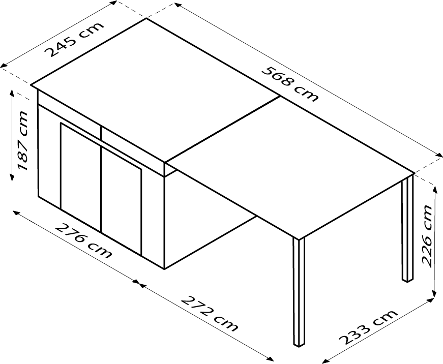 Pergart Gerätehaus Rheinfelden 108 anthrazit matt mit Schleppdach