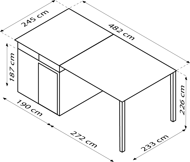 Pergart Gerätehaus Rheinfelden 78 anthrazit matt mit Anbaudach