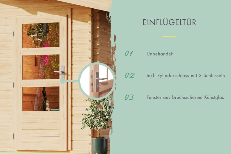 Karibu Gartenhaus Tintrup 2-Raum-Haus natur 28 mm