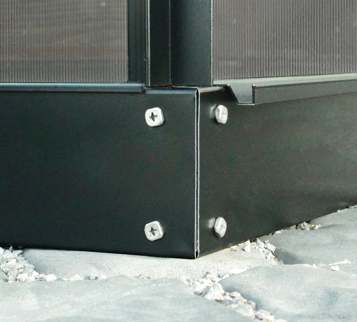 Vitavia Gewächshaus Venus 3800 HKP 6mm Schwarz, im SET, inkl. Fundament, Fensterheber, Regenfallrohr-Set, Aluregal und Alutisch