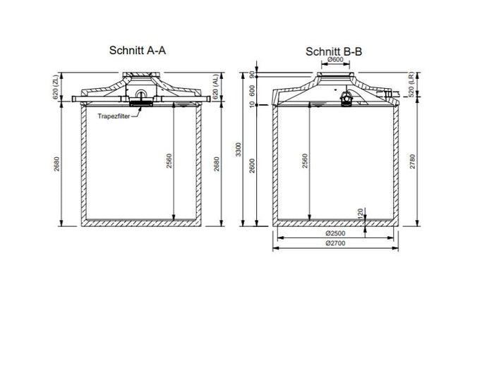 Mall Betonzisterne Family 12500 Liter, begehbar, mit Trapezfilter