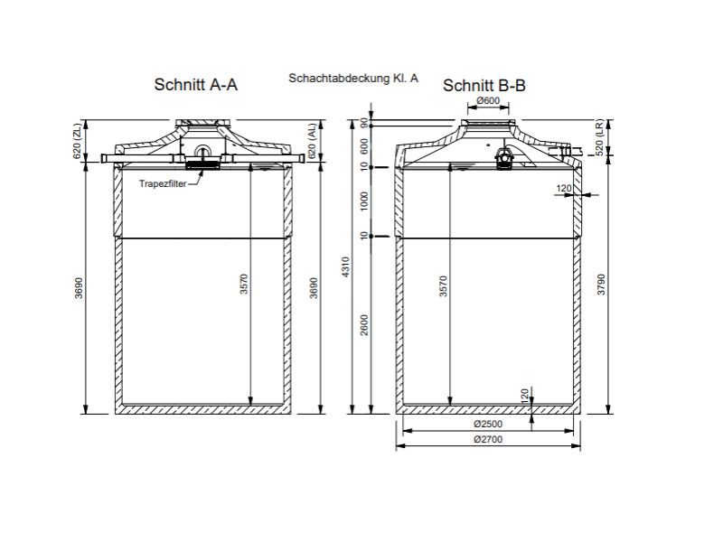 Mall Betonzisterne Family 17500 Liter, begehbar, mit Trapezfilter