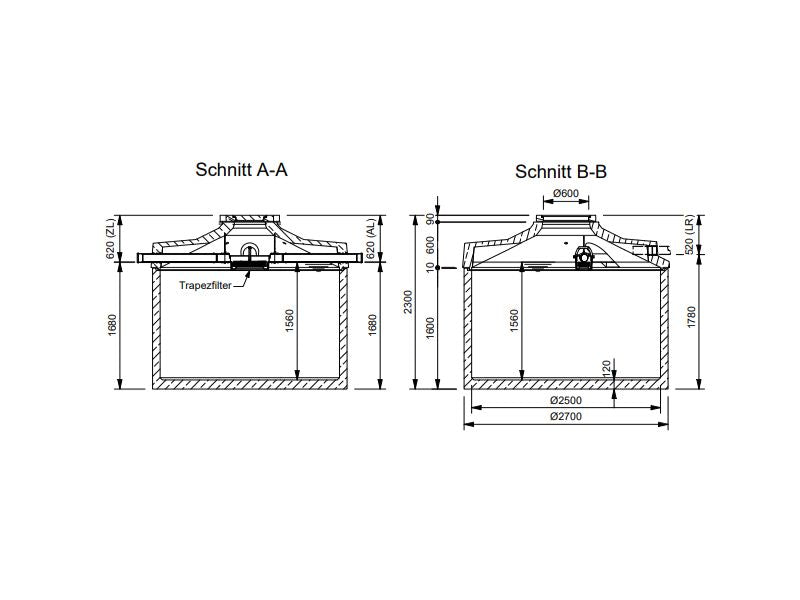 Mall Betonzisterne Family 7600 Liter, begehbar, mit Trapezfilter