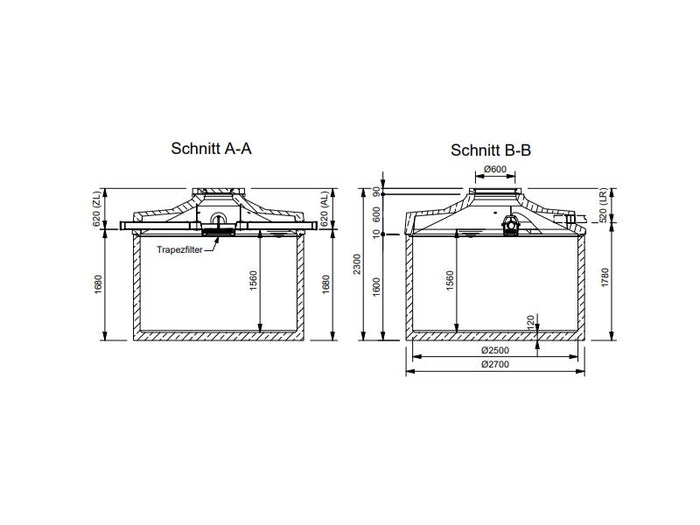 Mall Betonzisterne Family 7600 Liter, begehbar, mit Trapezfilter