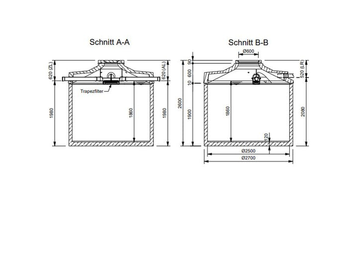 Mall Betonzisterne Family 9100 Liter, begehbar, mit Trapezfilter