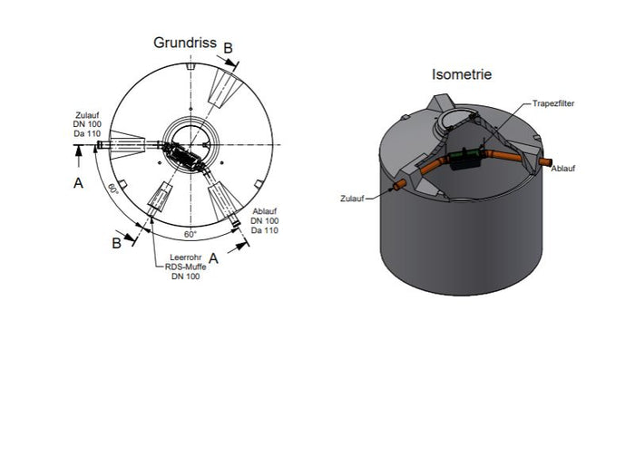 Mall Betonzisterne Family 9100 Liter, begehbar, mit Trapezfilter
