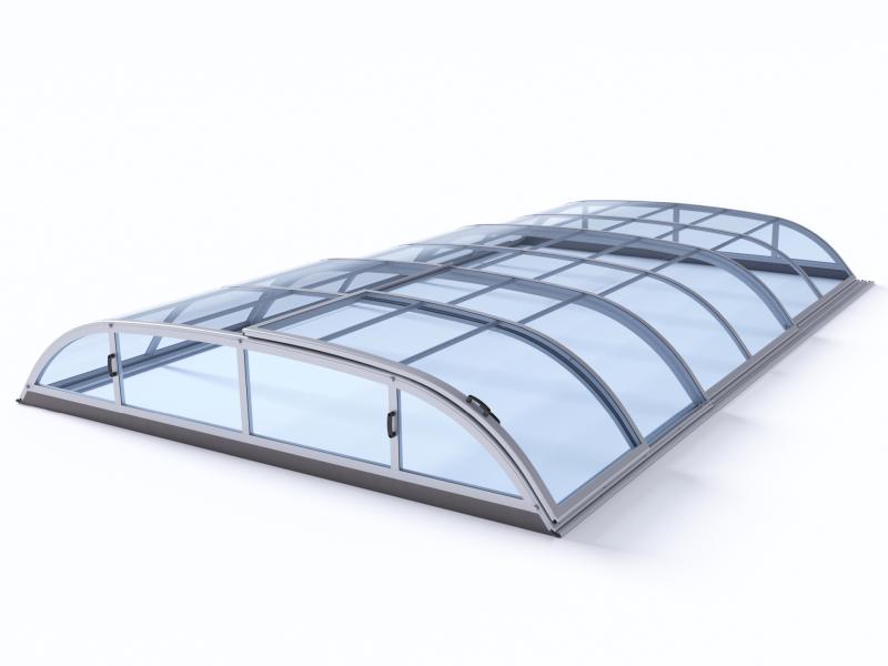 Albixon Pool-Überdachung Dallas Clear A, Silber mit klarem Polycarbonat