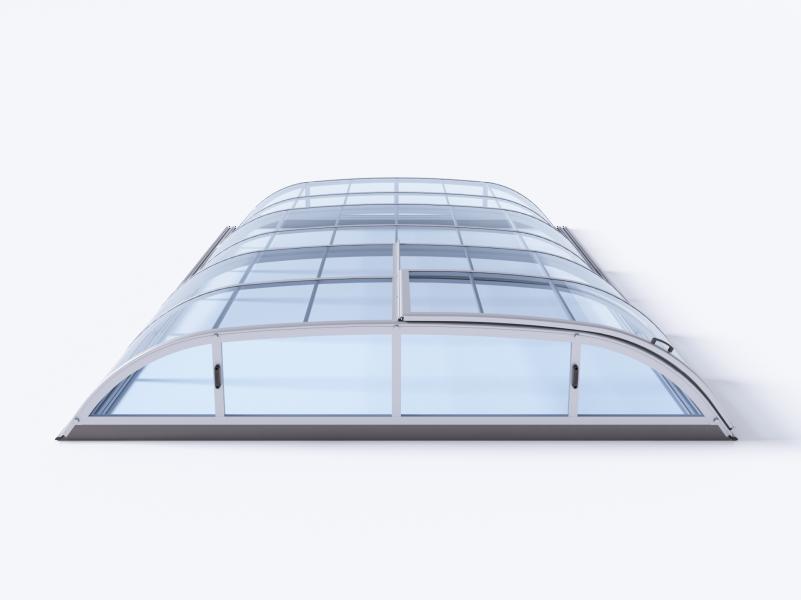 Albixon Pool-Überdachung Dallas Clear A, Silber mit klarem Polycarbonat