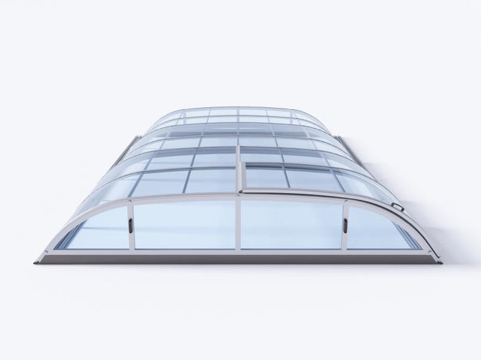 Albixon Pool-Überdachung Dallas Clear A, Silber mit klarem Polycarbonat