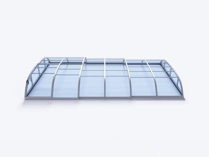 Albixon Pool-Überdachung Dallas Clear A, Silber mit klarem Polycarbonat