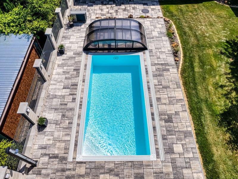 Albixon Pool-Überdachung Dallas Clear A, Silber mit klarem Polycarbonat