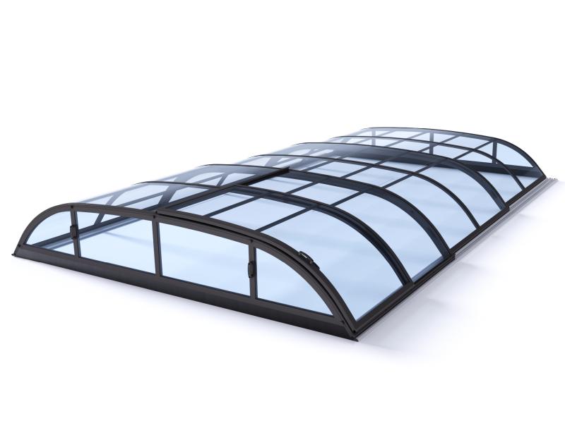 Albixon Pool-Überdachung Dallas Clear A, Anthrazit mit klarem Polycarbonat