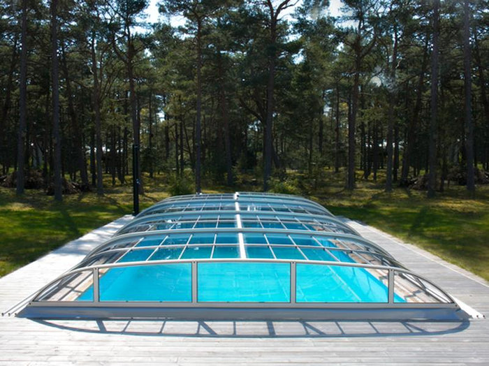 Albixon Pool-Überdachung Dallas Clear B, Silber mit Klarglas