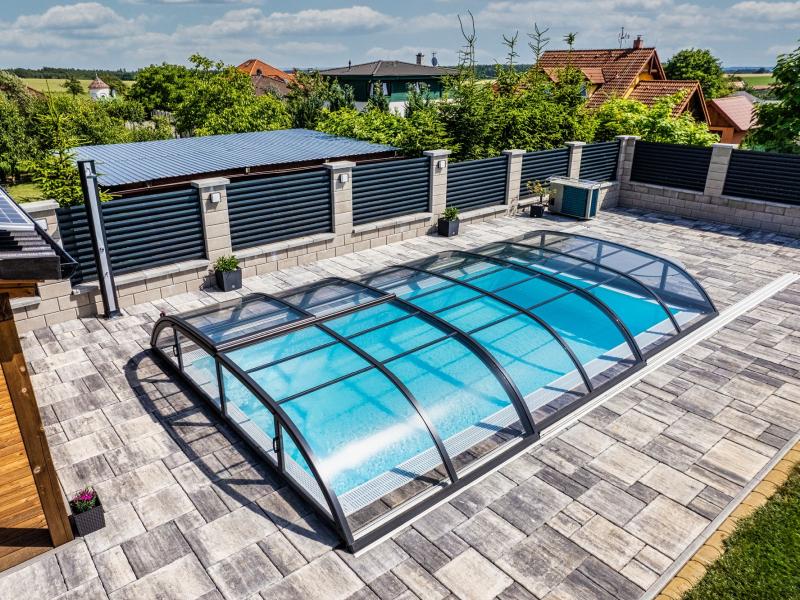 Albixon Pool-Überdachung Dallas Clear B, Silber mit Klarglas