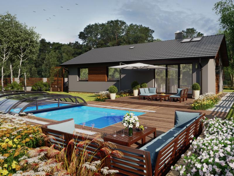 Albixon Pool-Überdachung Dallas Clear B, Anthrazit mit Klarglas