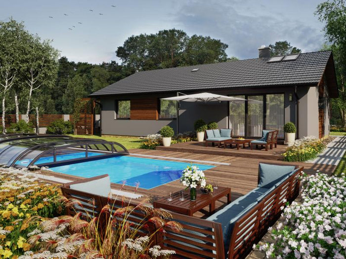 Albixon Pool-Überdachung Dallas Clear B, Anthrazit mit Klarglas