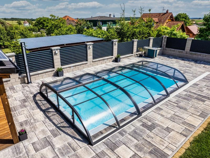 Albixon Pool-Überdachung Dallas Clear B, Anthrazit mit Klarglas