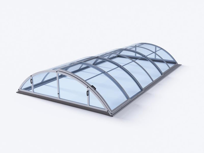 Albixon Pool-Überdachung KLASIK Clear A, Silber mit Klarglas