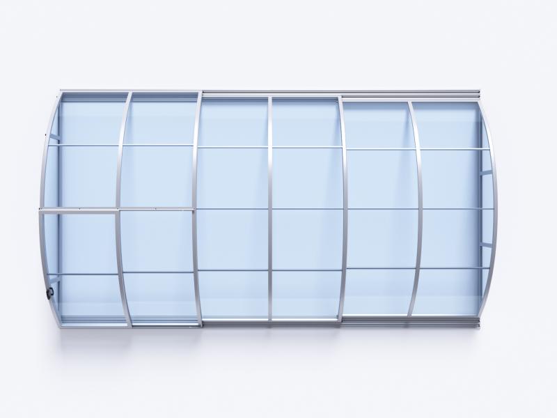 Albixon Pool-Überdachung KLASIK Clear A, Silber mit Klarglas