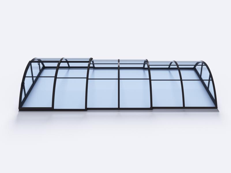 Albixon Pool-Überdachung KLASIK Clear A, Anthrazit mit Klarglas