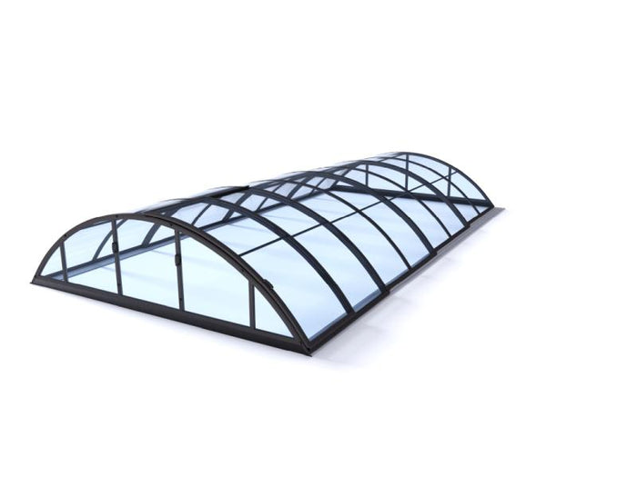 Albixon Pool-Überdachung KLASIK Clear B, Anthrazit mit Klarglas