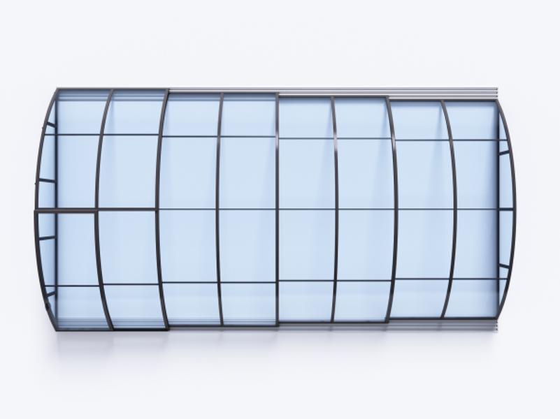 Albixon Pool-Überdachung KLASIK Clear B, Anthrazit mit Klarglas