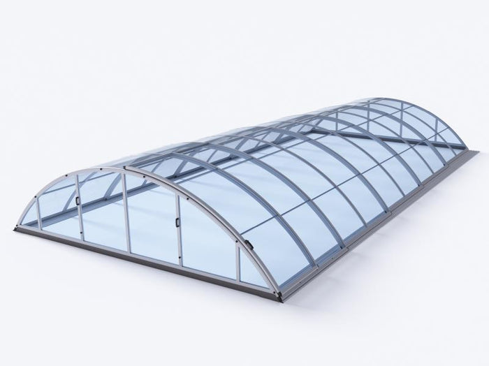 Albixon Pool-Überdachung KLASIK Clear C, Silber mit Klarglas