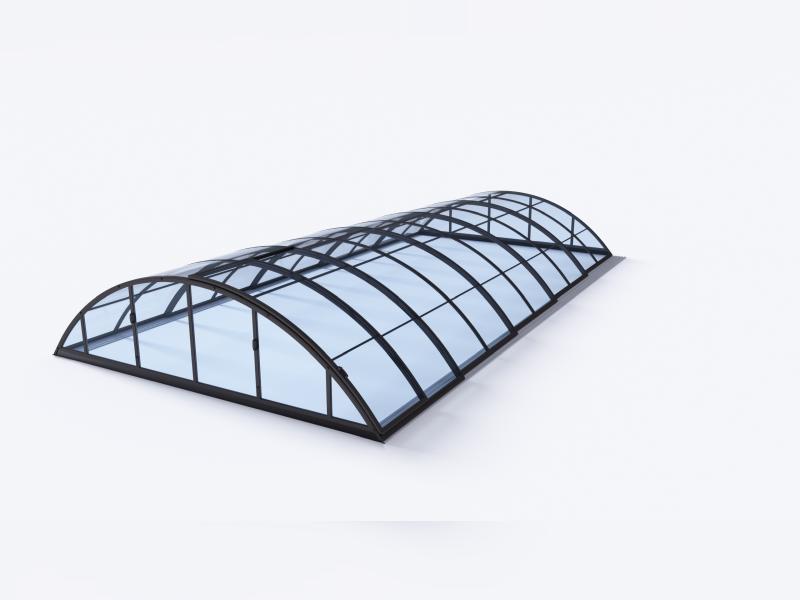 Albixon Pool-Überdachung KLASIK Clear C, Anthrazit mit Klarglas