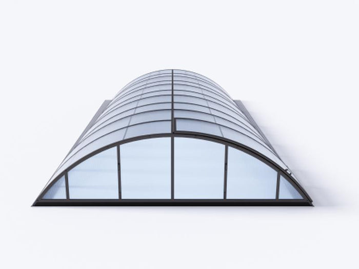 Albixon Pool-Überdachung KLASIK Clear D, Anthrazit mit Klarglas