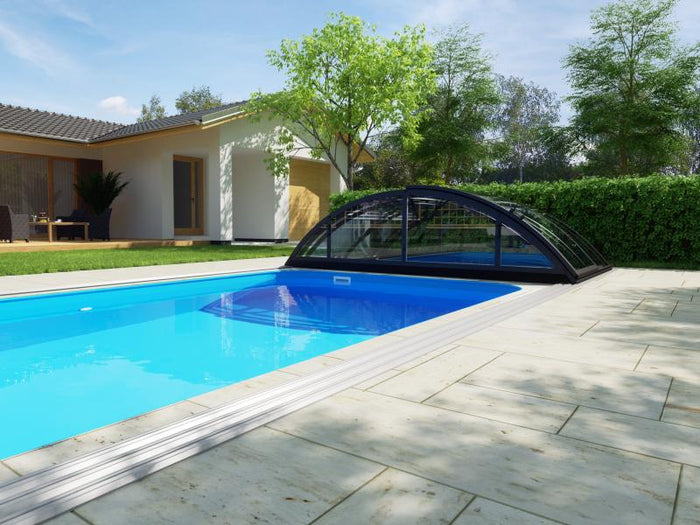 Albixon Pool-Überdachung KLASIK Clear S, Anthrazit mit Klarglas