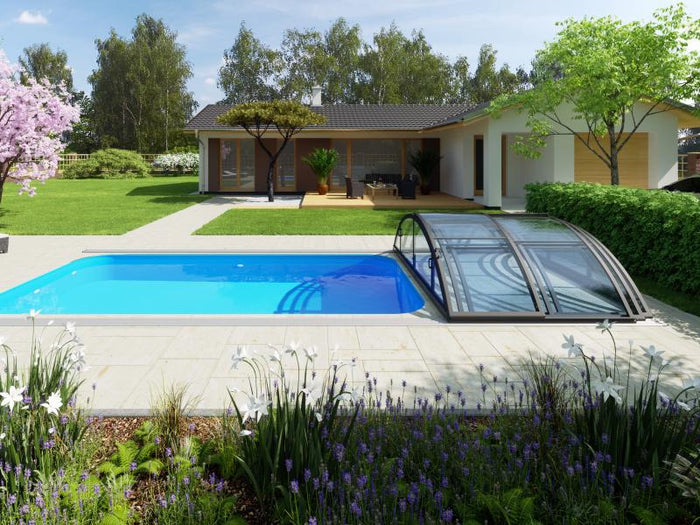 Albixon Pool-Überdachung KLASIK Clear S, Anthrazit mit Klarglas