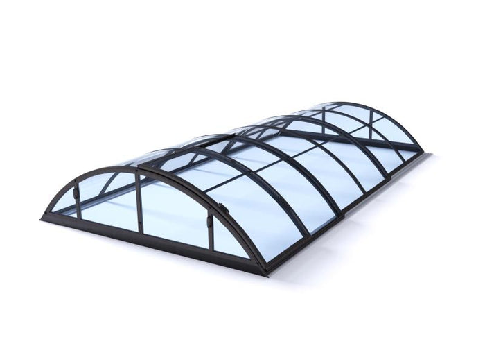 Albixon Pool-Überdachung KLASIK Clear S, Anthrazit mit Klarglas