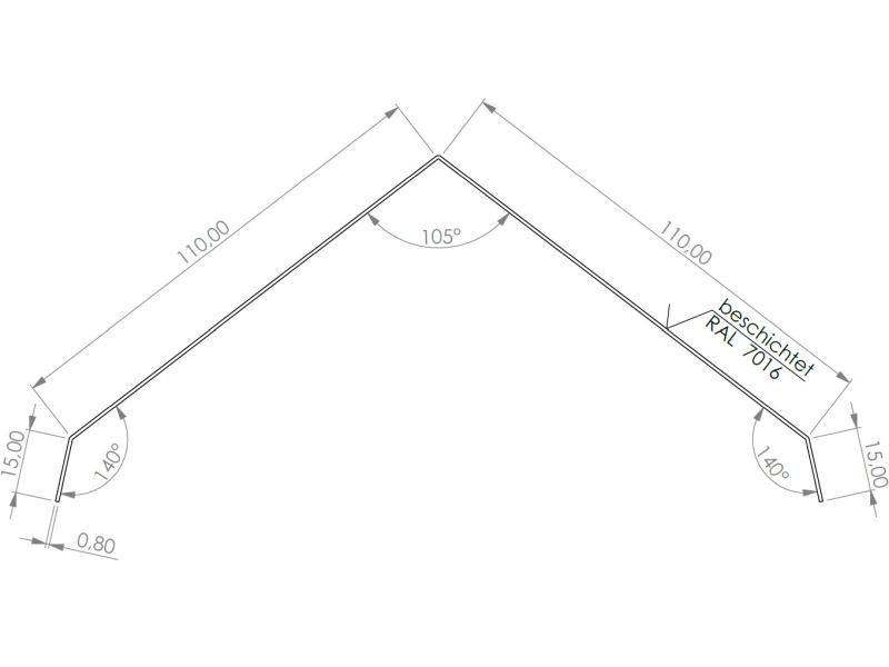Aluminium Firstabdeckung Typ 6 200 cm - 5 Stück