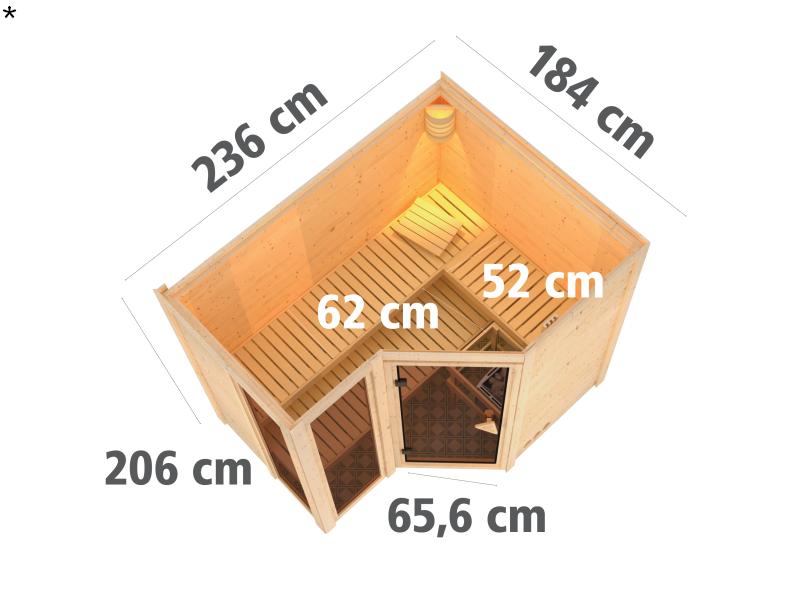 Amara - Karibu Sauna inkl. 9-kW-Bioofen - ohne Dachkranz -
