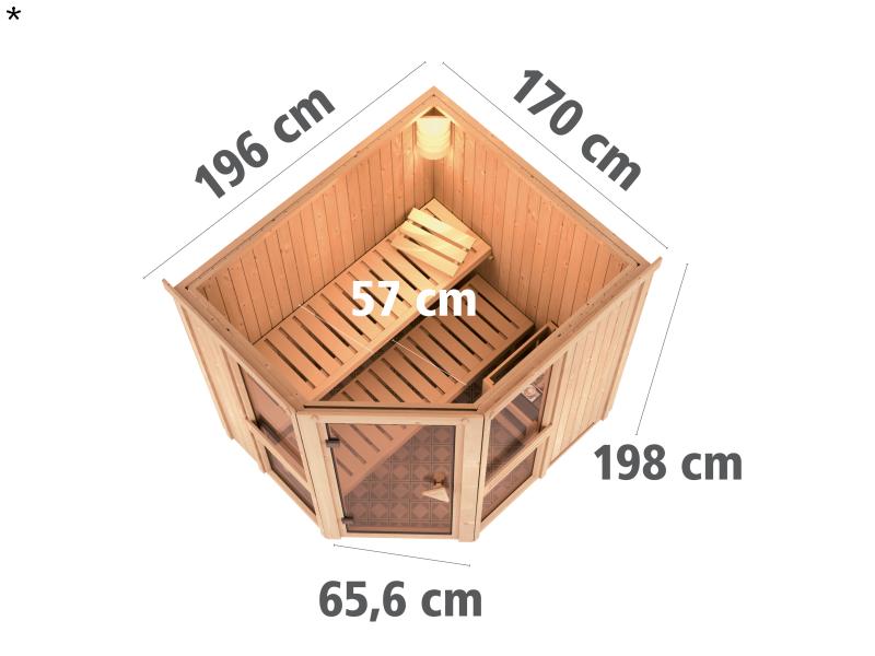 Amelia 1 - Karibu Sauna inkl. 9-kW-Ofen - ohne Dachkranz -