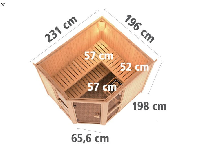 Amelia 3 - Karibu Sauna ohne Ofen - ohne Dachkranz -